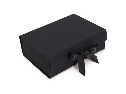 Černá dárková krabička se stuhou – skládací 28.2x20.2x9.2cm
